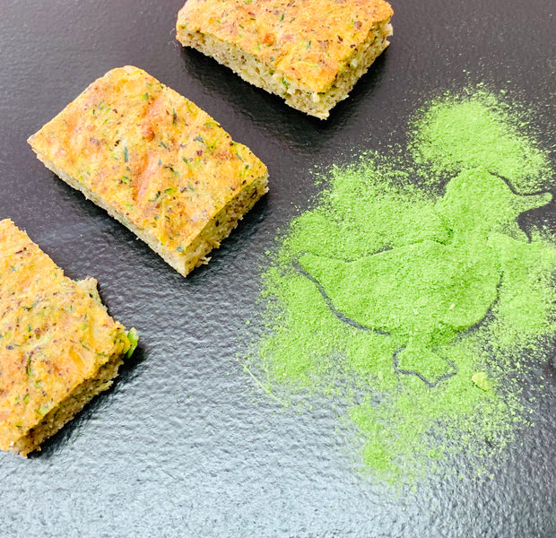 Zucchini Slices with Spinach Powder, Low GI and Gluten Free