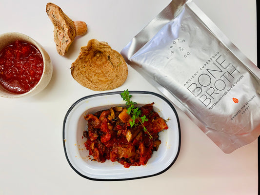 Pine Mushrooms in a Lush Red Sauce