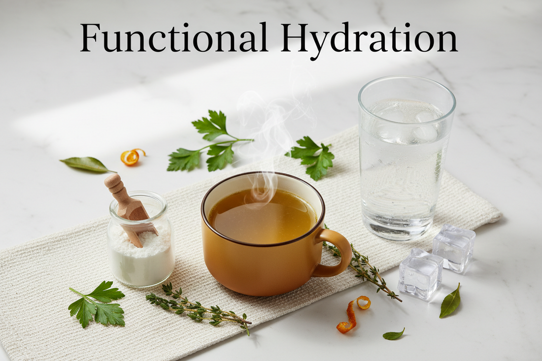 Functional Hydration: How Bone Broth, Collagen & Electrolytes Support Everyday Wellbeing