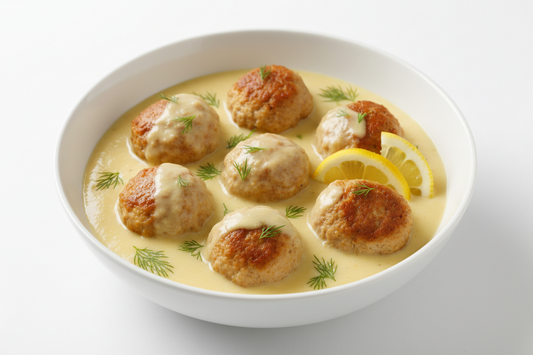 Greek Meatballs in Avgolemono (Lemon Egg Sauce with Bone Broth)