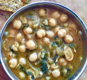 Bone Broth with Chickpeas and Spinach