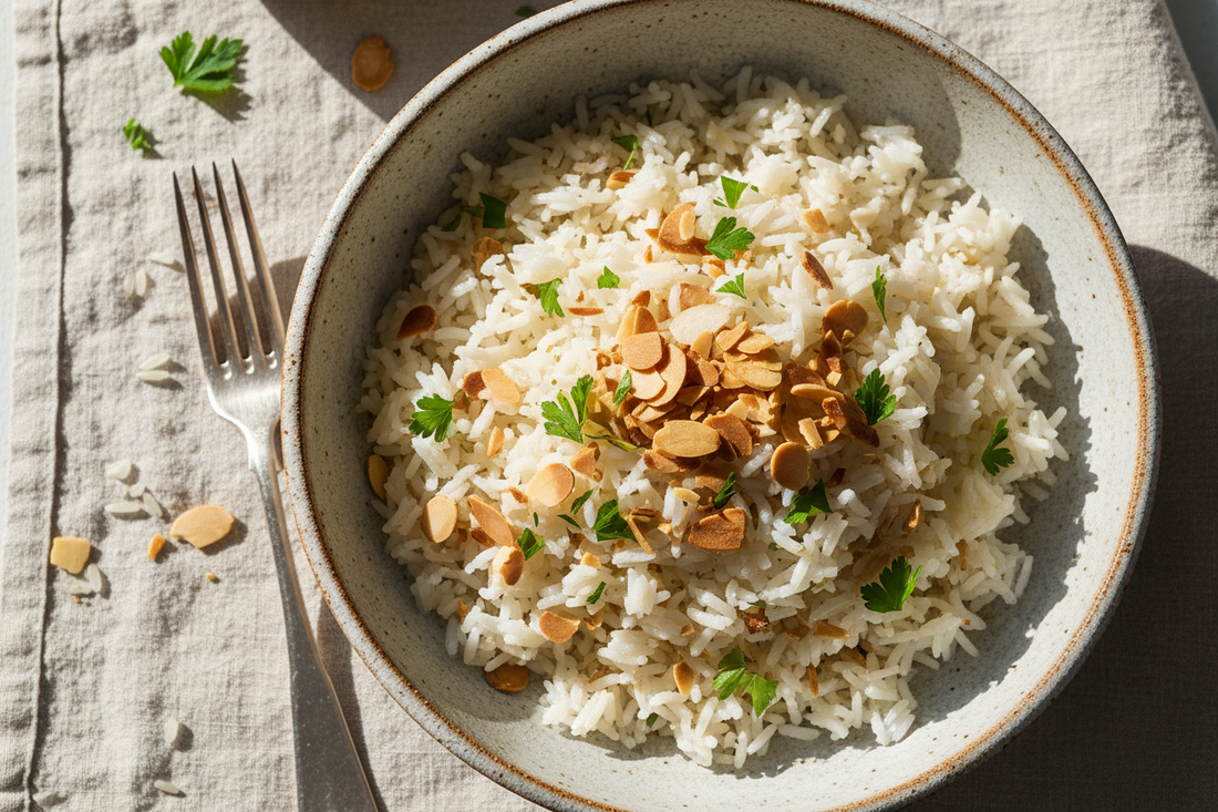 WHITE RICE PILAF WITH ALMONDS