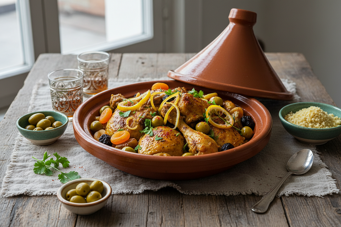 Zesty Lemon Tagine with Olives, Dried Apricots and Figs