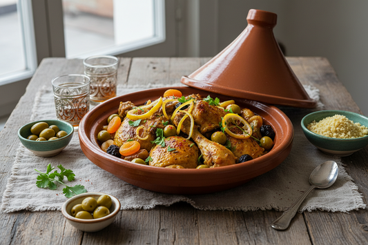 Zesty Lemon Tagine with Olives, Dried Apricots and Figs