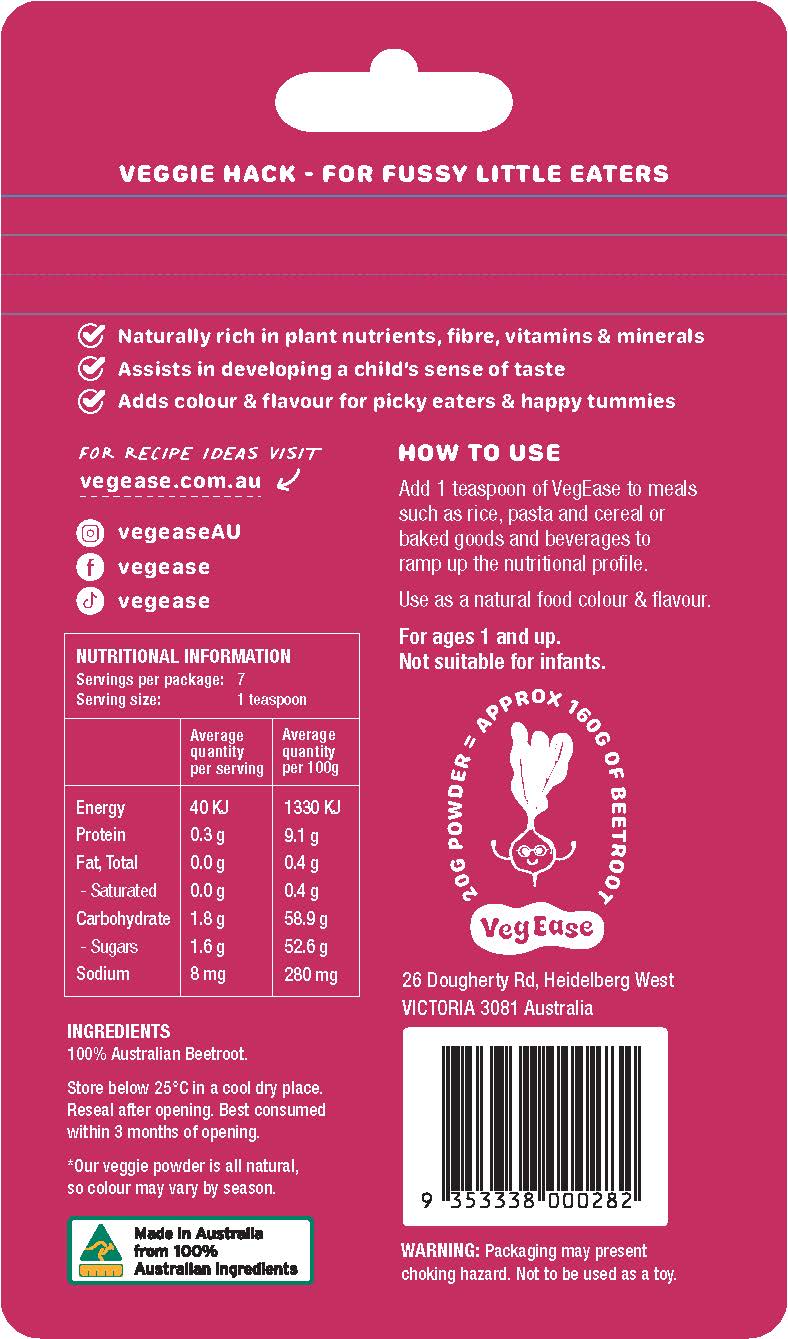 VegEase Pure Beetroot Goodness - Aussie Beetroot Powder