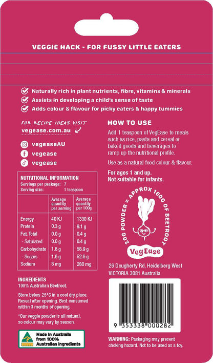 VegEase Pure Beetroot Goodness - Aussie Beetroot Powder
