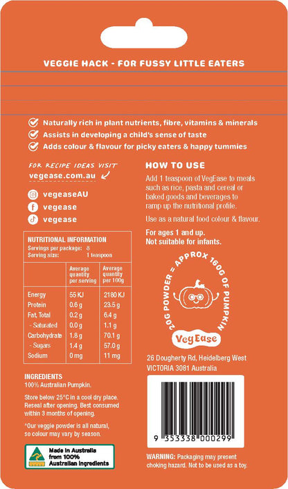 VegEase Pure Pumpkin Goodness - Aussie Pumpkin Powder