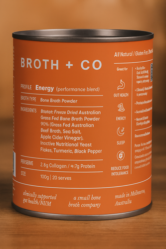 Aussie Bone Broth Coming Soon - Energy Perfomance Blend Beef Bone Broth Powder 100g  (20 Serves)
